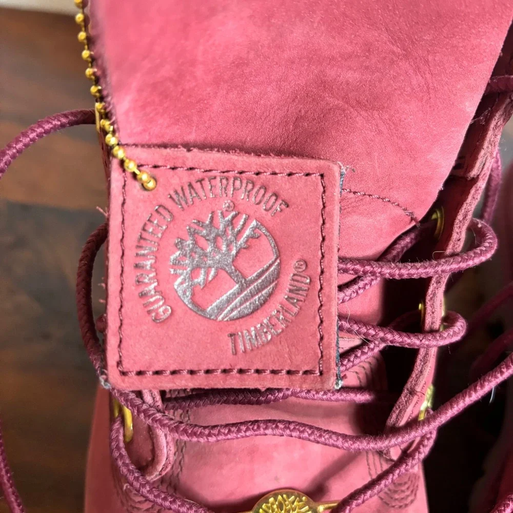 Timberland Women's Burgundy Suede Lace-Up Boots - Picture 5 of 13